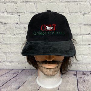 Vintage Hat Cap Strap Back Black Colt Corridor Pipeline Embroidered Logo Cotton